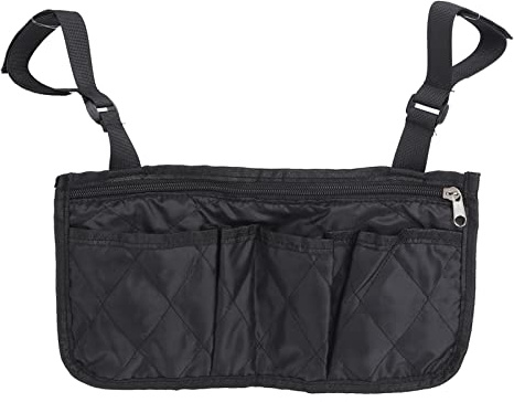 TOPINCN Funktionelle Rollstuhl-Seitentasche, Schwarze Armlehnentasche für ältere Menschen, Ideal für Rollstühle/manuelle Rollstühle, Leicht zu Reinigender Stoff