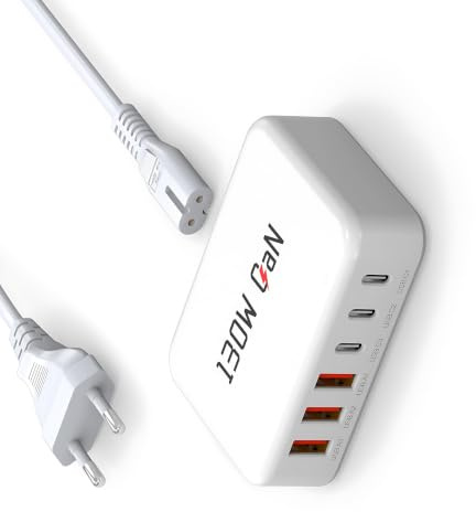 Mehrfach Schnellladegerät 6-Port GaN Netzteil PPS Handy Ladestation Ladegerät Mehrfach kompatibel für Samsung Galaxy S25 Ultra,S24 Ultra,S25/24/23 A73 Pixel 9, iPhone 17/16/15-8 USB C Schnellladegerät