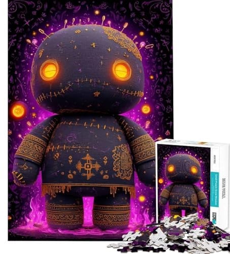 1000-teiliges Puzzle für Erwachsene Geschenkidee Voodoo-Puppe mit leuchtenden Augen Puzzle für Erwachsene Familienspiele Handgeschwindigkeitsrennen pädagogische Herausforderung (Größe 38x26cm)