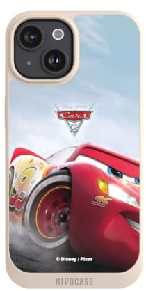 Handyhülle für Apple iPhone 15 Hülle kompatibel mit MagSafe NIVOpure Case Sand Lightning McQueen 95 Offizielles Lizenzprodukt Cars