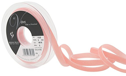 Berisfords Velvet Ribbon Coral 15mm - Nylon Craft Ribbon for Sewing, Gift Wrapping and Hair Accessories