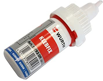 Würth Pegamento instantáneo SEKKLEB-KLEBFIX-FLEX-SUPERSCHNELL-20G, cianoacrilato, líquido, secado rápido, pegamento, material de madera, 20 g