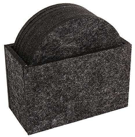 Ideen mit Herz Filzuntersetzer | rund, Ø 10 cm | 5 mm hoch | inkl. Aufbewahrungsbox | 8 Stück (anthrazit)