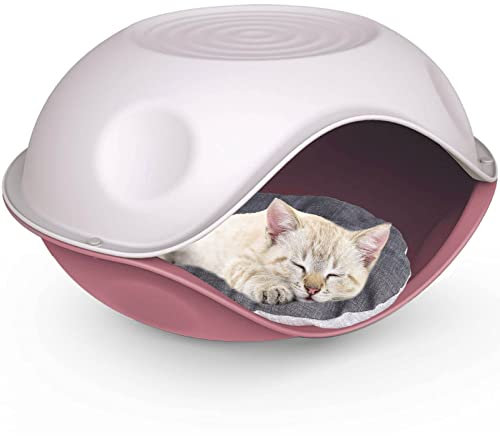 CAT CENTRE Pink Waterproof Outdoor Strong Plastic Pet Dog Cat Feline Canine Bed House Kennel Crate Basket Enclosure Furniture Play Sleep Pen Weatherproof Comfortable Durable Sturdy Safe