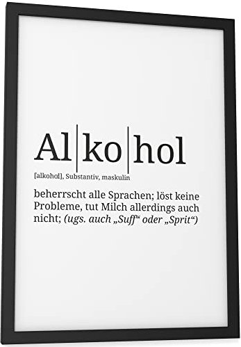 Papierschmiede® Definition: Alkohol, DIN A4 (21x30 cm), Poster für Wohnzimmer, Schlafzimmer, Küche, Esszimmer, Wandbild Geschenk Wanddeko - ohne Rahmen