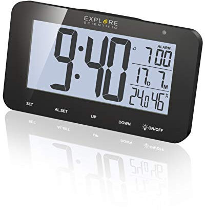 Explore Scientific Funk-Tischuhr mit Display RDC1004 Alarm & Snooze schwarz