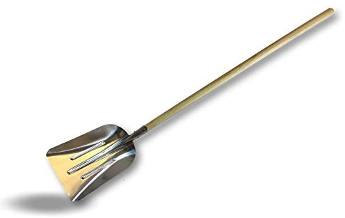 Pala da neve in alluminio resistente | Lama larga 29 x 50 cm | Con manico in legno | Neve, grani, segatura, carbone, cereali e altri materiali leggeri | Kibros 5200B050