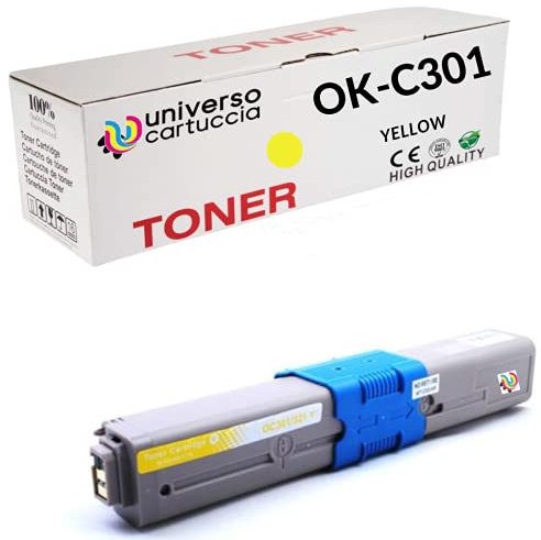 UniversoPatrona® Kompatibler Toner No OEM für Drucker C301 C321 MC332 MC342 5 Toner kompatibel für Oki C301dn C321dn MC332dn MC342dn MC342dnw MC342dw MC342w C301 YELLOW