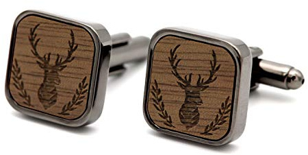 NaturSchatulle Manschettenknöpfe Herren Holz mit Gravur 1 Paar Schwarze Manschettenknopf Eckig Hochzeit Anzug Männer Cufflinks for Men