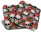 Lot de 2 sous-verres carrés de qualité supérieure - Motif tête de mort et roses rouges - Pour tout type de table - 46308