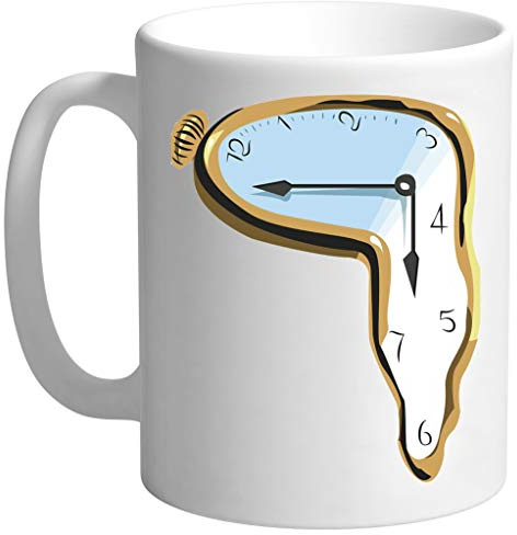 Schmelzen Uhr Weiß Kaffeebecher Tassen