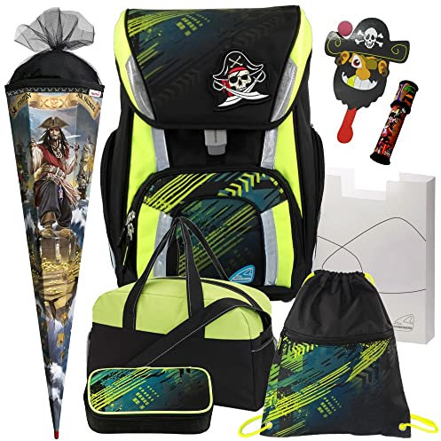 Track Pirat - Schneiders TOOLBAG SMART mit Patchis - 78343-080 - Schul-Ranzen-Set 8teilig mit Sporttasche und Schultüte - Paddel-Ball und Kaleidoskop GRATIS DAZU