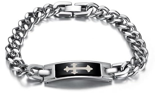 BOBIJOO JEWELRY - Bracelet Gourmette Fleur de LYS Homme Patriote Templier Royaliste Acier Inoxydable