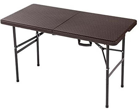 Oypla Heavy Duty Folding Catering Garden Trestle Table (4ft Rattan)