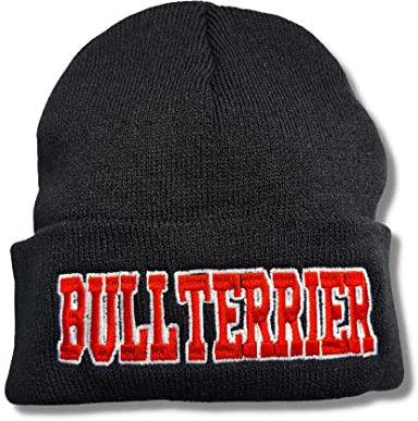 siviwonder Strickmütze Bullterrier Beanie Mütze Stickerei Hund Winter Gassi Warm