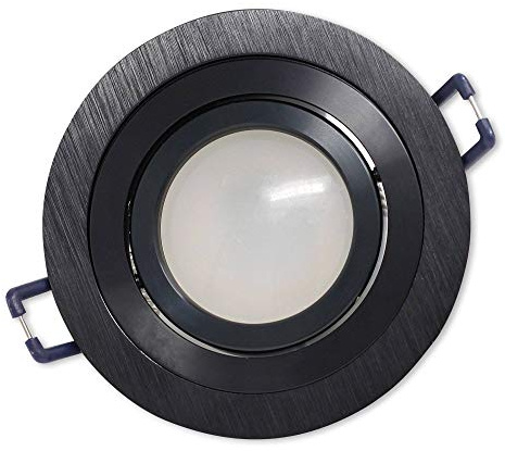 6x LED Einbaustrahler Set Schwarz - rund 5W warmweiß 12V flach - MR16 Einbauleuchte schwenkbar - 75-85mm Bohrloch Einbau-Spot Decken-Strahler Deckeneinbaustrahler Deckeneinbauleuchte