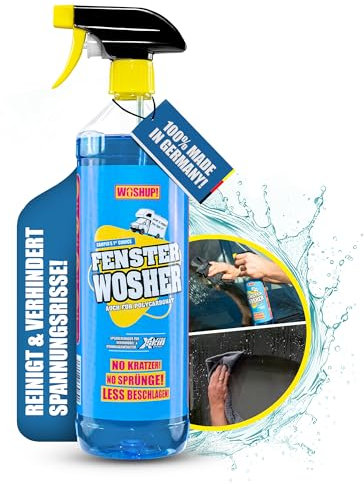 WOSHUP! Fensterreiniger Xtra Skin Schutzfilm 1000 ml Glasreiniger für Plexiglas Acrylglas, Scheibenreiniger für Wohnwagen, Wohnmobil, Auto, Caravan, Streifenfreie Reinigung