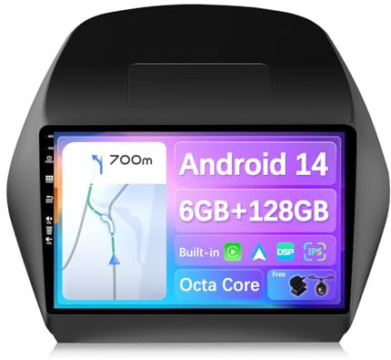 JOYX - [6G+128G] - Android 14 Autoradio Passt für Hyundai IX35 (2010-2017) - Eingebaut DSP/Carplay/Android Auto - Kamera MIC KOSTENLOS - 10.1” 2 Din -Unterstützung SWC 4G WiFi DAB Fast-boot 360-Kamera