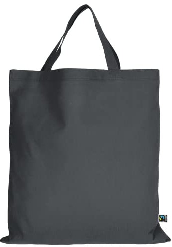TEXXILLA Baumwolltasche in 14 Farben aus Fairtrade-zertifizierter Baumwolle | mit Zwei kurzen Henkeln | 38x42cm | Einkaufstasche | unbedruckt, Farbe:anthrazit