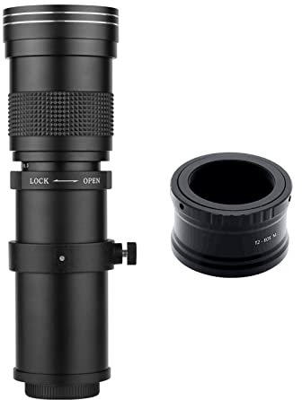 Andoer Cámara MF Objetivo zoom super teleobjetivo 16 420-800 mm T2 Mount con anillo adaptador M-mount Reemplazo de rosca 1/4 para cámaras Canon M M2 M3 M5 M6 Mark II M10 M50 M100 M200