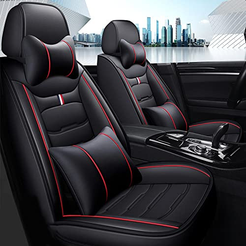 Awotzon Universal Sitzbezüge Auto für Megane 2016–2023 2 Vordersitzbezüge, 3 Rücksitzbezug Sitzbezug Komplett-Set Wasserdichtes Autositzschoner in Premium Design(Black Red