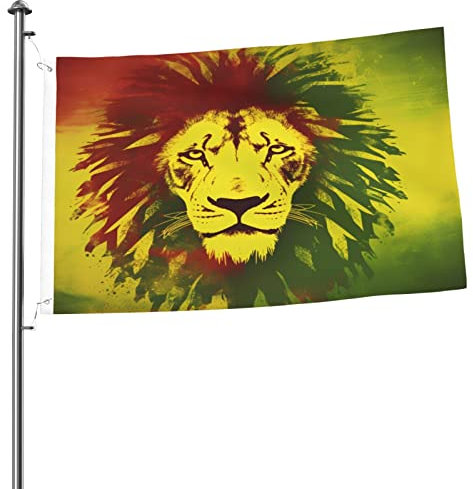 Lion du drapeau jamaïcain 2x3 FT double face à l'extérieur, grande bannière maison drapeau cour décoration extérieure