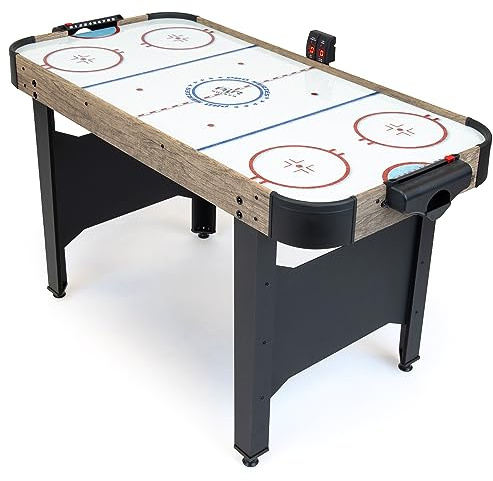 GoSports 48 Inch Air Hockey Arcade Table - Includes 2 Pushers, 3 Pucks, AC Motor, and LED Scoreboard - Oak