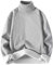 Thermo Sweater Herren Langarm Winter Hoher Kragen Fleece Pullover Herren Casual Einfarbig Sweater Herren Klassisch Täglicher Verschleiß Gestrickter Tops All-Match Herren G-Light Grey M