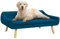 PawHut Sofa für Hunde und Katzen, skandinavisches Design, weiches Kissen, abnehmbar, Stoff, Velours-Optik, Füße, Massivholz, 102 x 58,5 x 42,5 cm, Blau