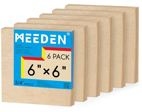 MEEDEN Unfinished Wood Canvas Board: 3/4” Deep 6x6” Wooden Canvas Panel Pack of 6 - Blank Cradled Wood Art Board for Painting