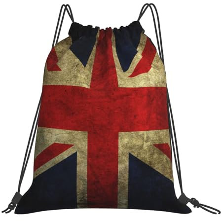 Cartoon-Pilz-Rucksack mit Kordelzug, wasserdicht, leicht, Sport, Fitness, Yoga, Reisen, Wandern, Rucksäcke, Union Jack Design, One size