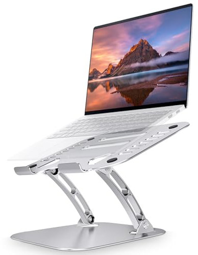 Lucrave Laptop Stand, Ergonomic Adjustable Computer Riser for Desk, Aluminum Foldable for MacBook, Dell, HP, Lenovo, All Laptops Computers From 10-17.3 (Silver, Standard Laptop Stand)