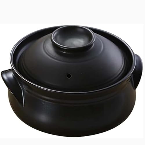 Eiusltsd Ceramic Clay Pot, High Heat Storage Hot Pot Nutritious Ceramic Casserole with Double Lid, Chinese Stew Pot for Kitchen Cooking,1.6L