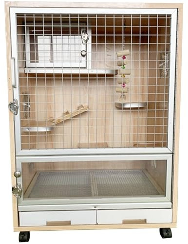 Kleintierkäfige Chinchillakäfig Groß mit Rädern, Meerschweinchenkäfige mit Mülleimer, Rattenkäfig mit Eisnest Zum Kühlen Der Tiere, Verhinderung des Kauens(60x40x80cm)