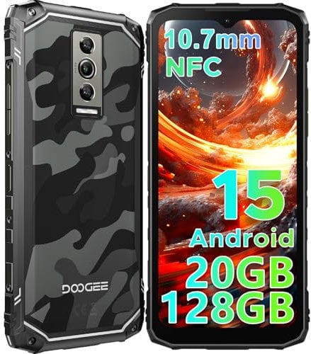 DOOGEE Blade 10 Movil Resistente Android 15, 20GB RAM+128GB ROM (TF 2TB) 6,56FHD+90Hz Movil Irrompible 4G, 5150mAh Batería, Octa Core, 16MP+8MP Cámara Widevine L1 Smartphone IP68IP69K/GPS/Face ID/NFC