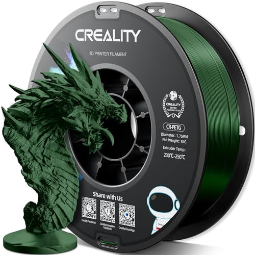 Creality PETG Filament 1.75mm, Hohe Präzision, Starke Zähigkeit, Geruchlos, Besserer Fluss, 1kg 3D Drucker Filament, 1.75mm Maßgenauigkeit +/- 0.03mm, PETG Armeegrün