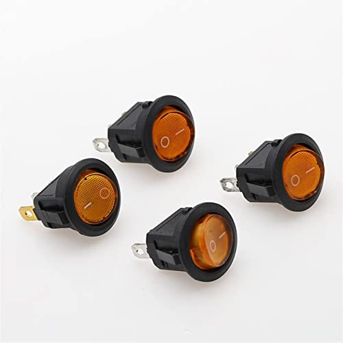 Interruttore a bilanciere rotondo for auto 220V da 4 pezzi Interruttore a levetta con luce LED rossa SPST ON/OFF Comandi elettrici delle migliori vendite (Colore : Red)(Yellow)