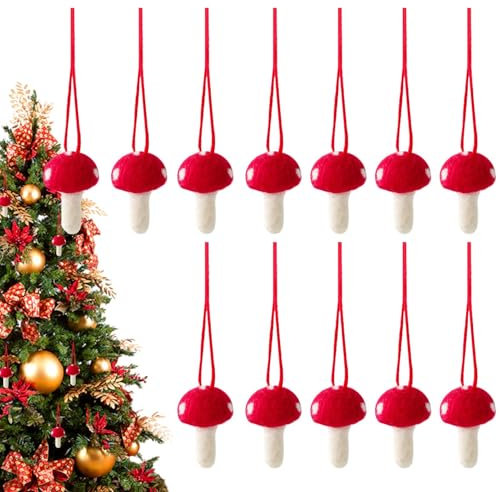 Weihnachtspilz Dekoration Und Weihnachten Hängende Ornament Christbaum Pilz Dekorationen,Rot Filz Pilz Anhänger Weihnachtsbaum Deko Zum Aufhängen Ornament Weihnachtsanhänger