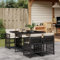 IKAYAA Polyrattan Gartenmöbel Set für 4 Personen, Garten Sitzgruppe, Rattan Essgruppe, Gartengarnitur, Sitzgarnitur, Terrassenmöbel Set, Gartentisch mit 4 Stühle & Kissen Schwarz und Creme Type-2