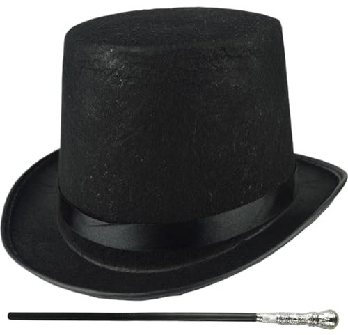 Ligeinsrk Top -Hutkostüm 2pcs/Set Halloween mit schwarzem Stock, Accessoire für Männer Frauen mit Kostüm, Magier Cosplay, Steampunk -Events und Party -Outfits