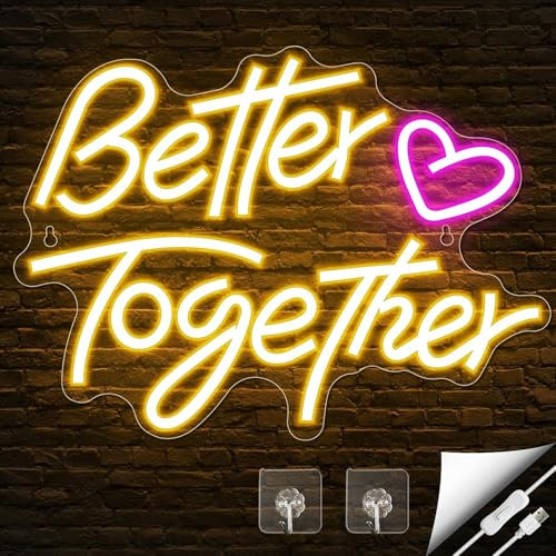 Arrinew LED Neon Light Sign,Better Together Neon Light USB Powered for Home Wall Decor, Warm White Art Decorative Neon Lights for Holiday Party,Birthday Party,Wedding,Christmas