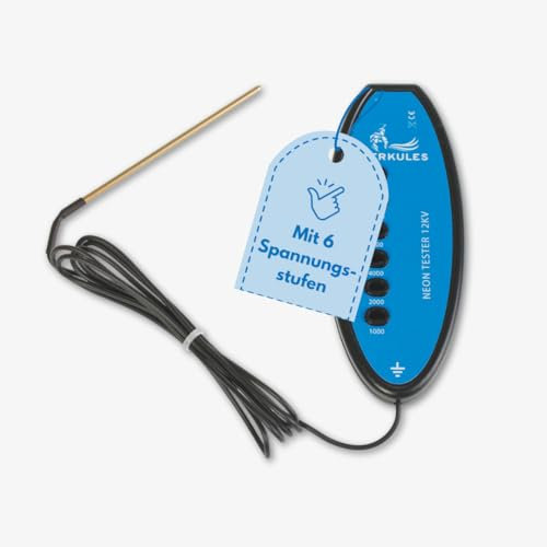 Herkules Weidezaun Prüfgerät – Präzises Erdungsmessgerät & Zaunprüfer Weidezaun – Stromprüfer Weidezaun mit LED-Anzeige – Weidezaun Tester für Litze, Band und Draht