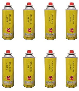 SMART SHOPPING Multipurpose Portable Camping Gas Canister – Refill Bottles Butane Gas Canisters for Camping Stove, BBQ, Blowtorch, Heater, Weed Burner & Cooker Pack of 8