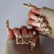 Leopard Print Press On Nails with 3D Bows – 24pcs Long Coffin French Tips, Reusable Acrylic Fake Nails for Party & Date Night