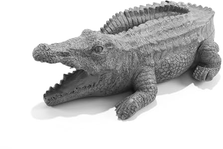 Esotec Wasserspeier Krokodil Brunnenfigur für Garten-Teich Wasserspiel 1007 | Material Teichfigur, Polyresin, Krokodil-Design, 1,5m Schlauch, Ø13mm, empfohlene Solar-Teichpumpe ab 870l/h, H=13cm