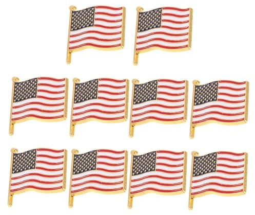 OUNONA 10 pièces Lot de Pins Drapeau Américain Broches Patriotiques pour Vêtements et Sacs à Dos Accessoires pour et Événements Nationaux
