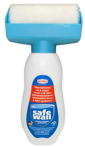 BEHREN Safewall No.2 Roller - Schimmelschutz Schimmelfarbe Anti Schimmel Farbe gegen Schimmel Beschichtungsschutzmittel, Wandschutzfarbe für Innenräume, Schimmelvorbeugung, weiß, geruchsarm,Farbroller