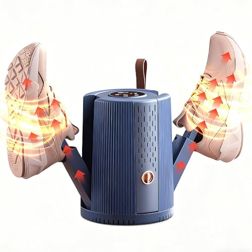 KBIBCK Kofferraumtrockner mit Timer und antibakterieller Funktion, 48 Grad Konstante Temperatur Schnelltrocknend Elektrischer Schuhtrockner mit 4 Halterungen, Faltbares Design Schuh- & Handschuhwärmer