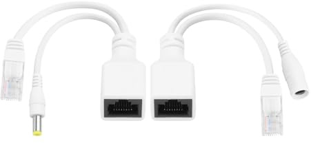 TIENFOKOTA PoE-Splitter PoE-Injektor für IP-Kameras und Switches, 10/100 Mbit/s, DC 5 V–24 V Eingang/Ausgang, 5,5 x 2,1 mm DC-Stecker, 8-adriges Twisted-Pair-Kabel, 1 Paar