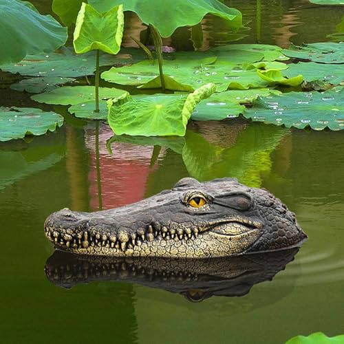 Yarteim Schwimmende Teichdeko Mini Teichfiguren Krokodil,Krokodilskopf Deko für Miniteich Gartenteich Dekofigur,Harz Tierfiguren Schwimmende Tiere für Teiche Deko Terrassenteich Zinkwannen Balkon